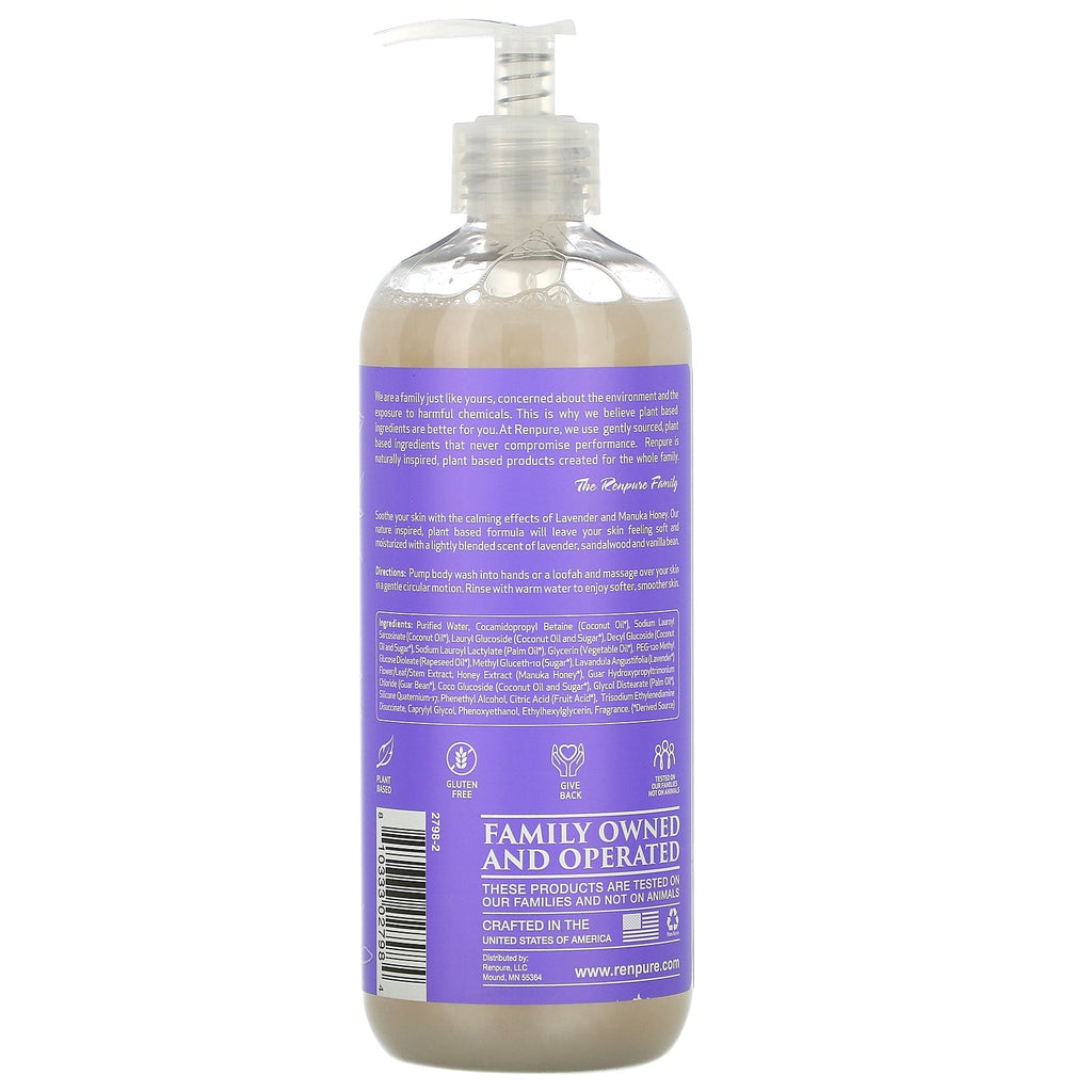 Renpure, Miel de lavanda, gel de baño hidratante y reponedor, 561 ml (19 oz. líq.)