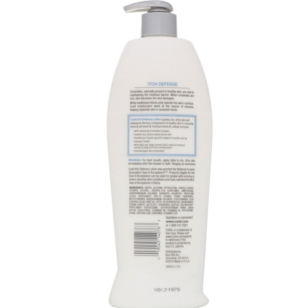 Curel, Itch Defense, loción sin fragancia para piel seca y con picazón, 20 fl oz (591 ml)