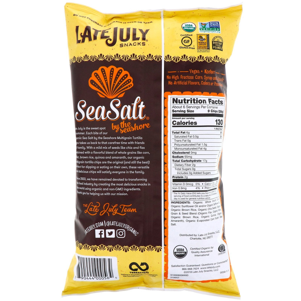 Late July, Multigrain Tortilla Chips, Sea Salt by the Seashore, 6 oz (170 g)