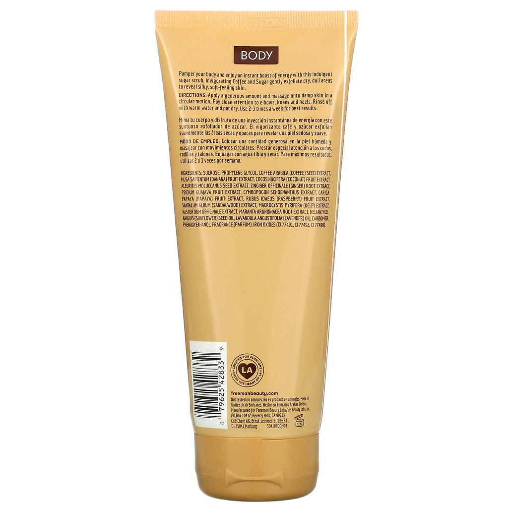 Freeman Beauty, Exfoliating Body Sugar Scrub, Kaffe, 6 fl oz (175 ml)