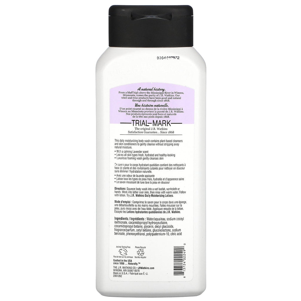 J R Watkins, Daily Moisturizing Body Wash, Lavender, 18 fl oz (532 ml)