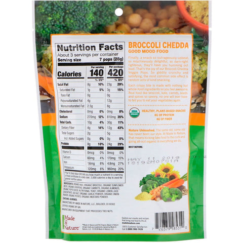 Made in Nature,  Veggie Pops, Broccoli Chedda Supersnacks, 3 oz (85 g)