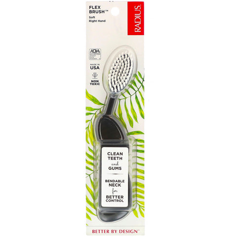 RADIUS, Flex Brush, Soft, Right Hand, Black, 1 Toothbrush