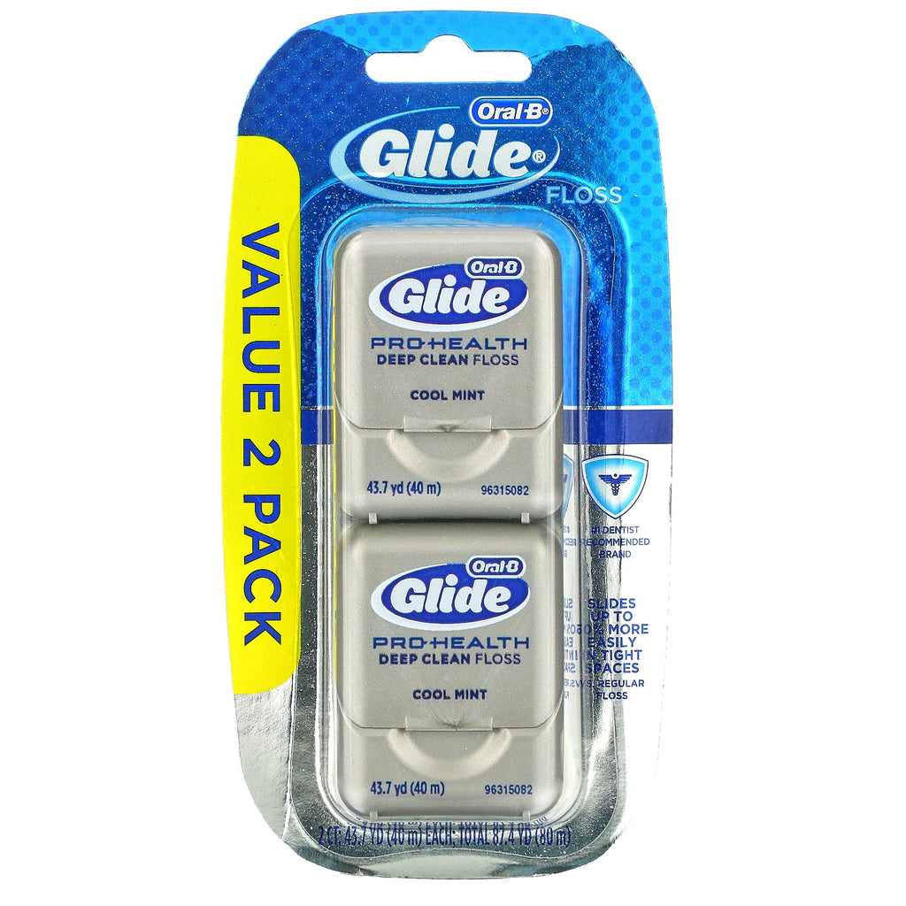 Oral-B, Glide, Pro-Health, Deep Clean Floss, Cool Mint, 2 Pack, 43.7 yd (40 m) Each