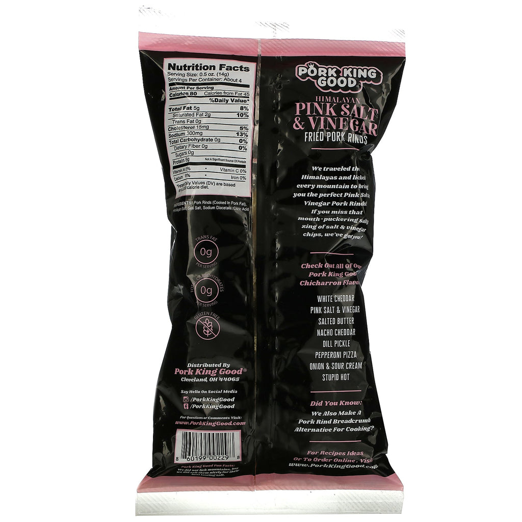 Pork King Good, Flavored Chicharrones, Himalayan Pink Salt & Vinegar, 1.75 oz (49.5 g)