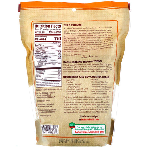 Bob's Red Mill,  Whole Grain Quinoa, Gluten Free, 26 oz (737 g)