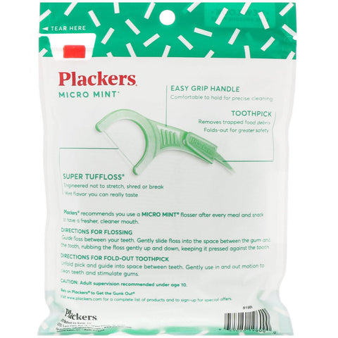 Plackers, Micro Mint, Dental Flossers, Mint, 90 Count