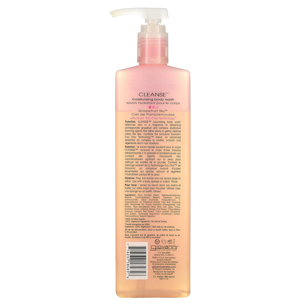 Giovanni, Cleanse, gel de baño hidratante, cielo de pomelo, 24 fl oz (710 ml)