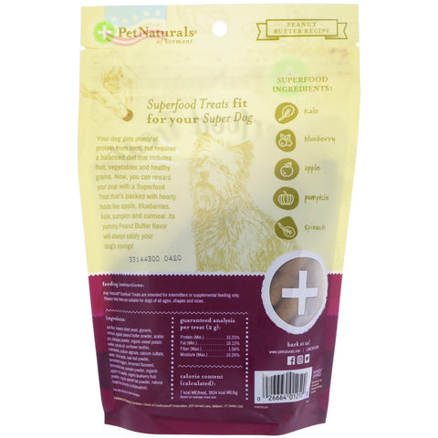 Pet Naturals of Vermont, superfood godbidder til hunde, jordnøddesmør opskrift, 100+ godbidder, 8,5 oz (240 g)