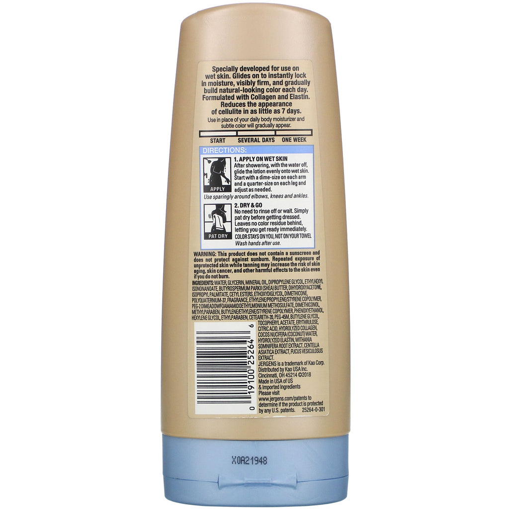 Jergens, Natural Glow, humectante para piel húmeda, reafirmante, justo a medio, 7,5 fl oz (221 ml)