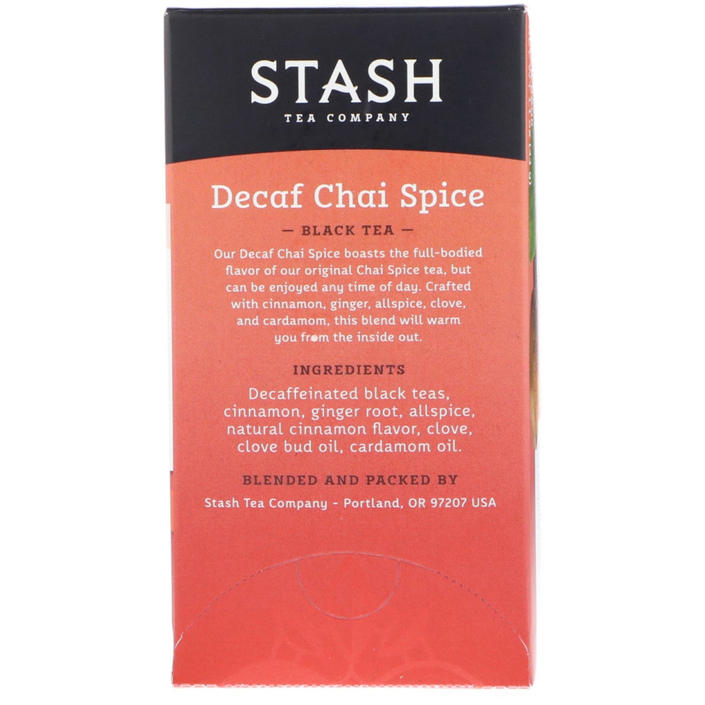 Stash Tea, Black Tea, Decaf Chai Spice, 18 Tea Bags, 1.1 oz (33 g)