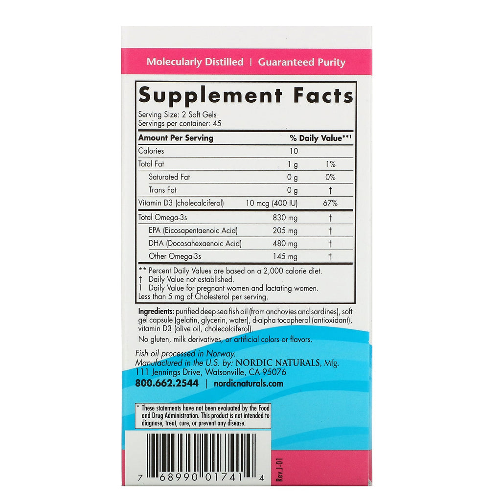 Nordic Naturals, DHA prenatal, fórmula sin sabor, 830 mg, 90 cápsulas blandas