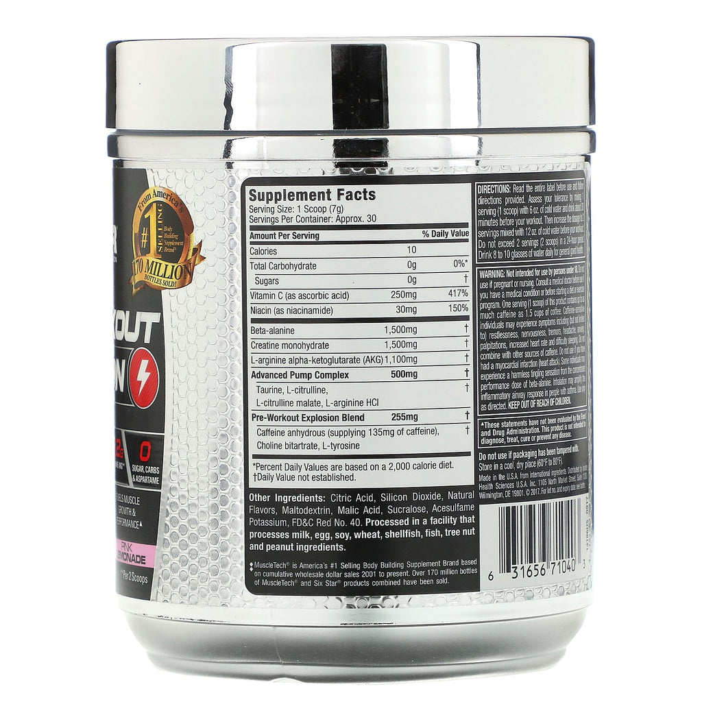 Six Star, Pre-Workout Explosion, Pink Lemonade, 7,41 oz (210 g)