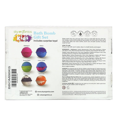 Sky s, Kids Bath Bomb Gift Set, 6 Bath Fizzies