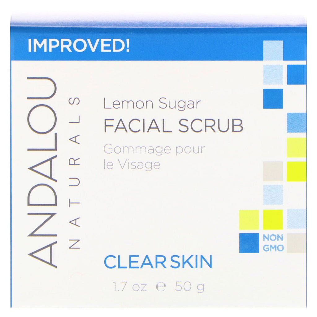 Andalou Naturals, Exfoliante facial, Azúcar de limón, Aclarante, 1,7 oz (50 g)