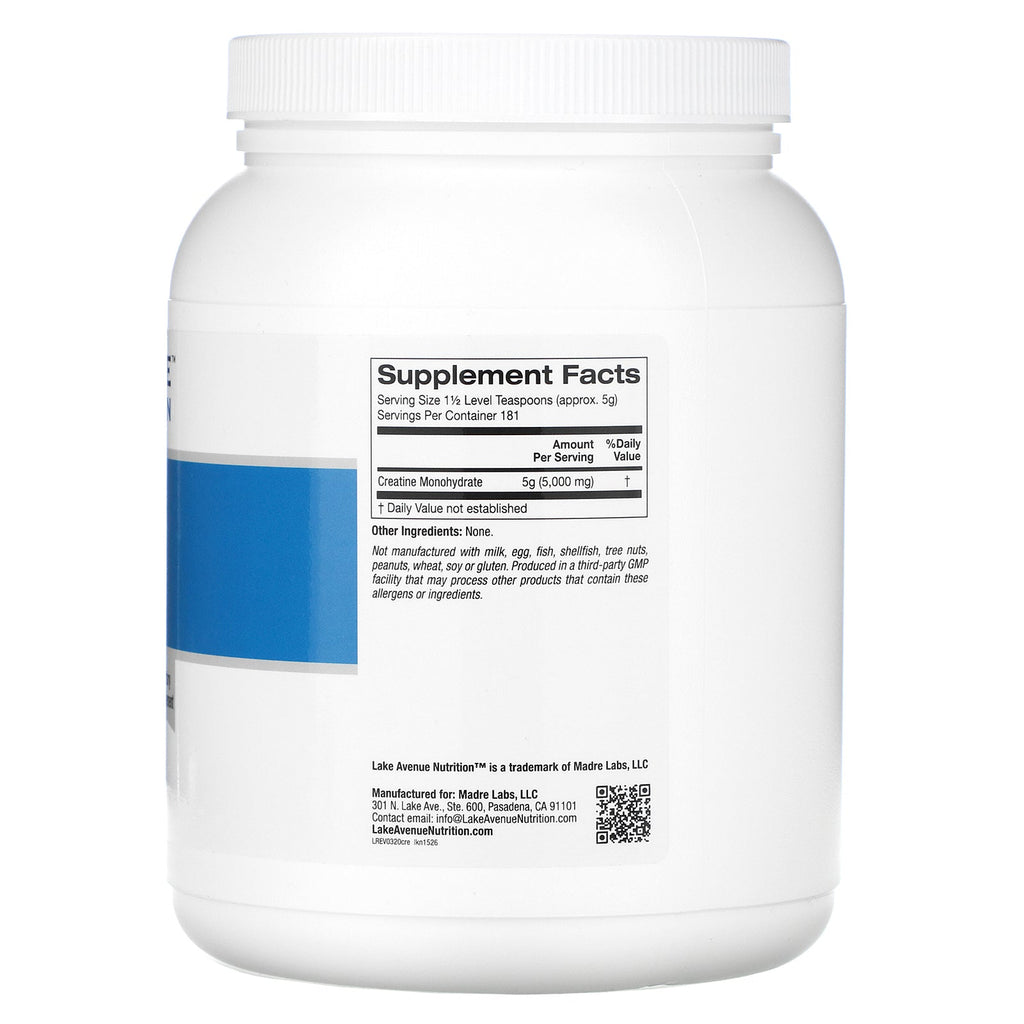 Lake Avenue Nutrition, Creatine Powder, Unflavored, 5,000 mg, 32 oz (907 g)