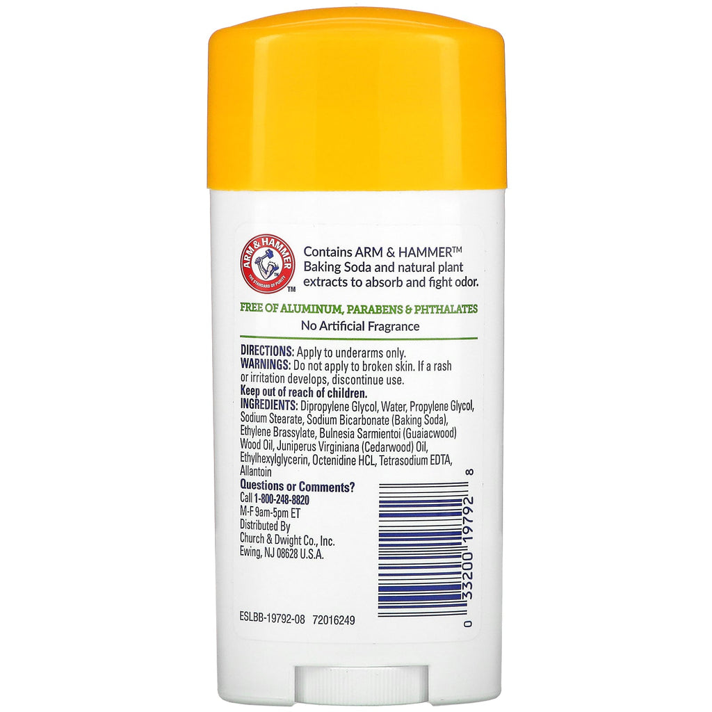 Arm &amp; Hammer, Essentials med naturlige lugtfjernere, deodorant, uparfumeret, 2,5 oz (71 g)