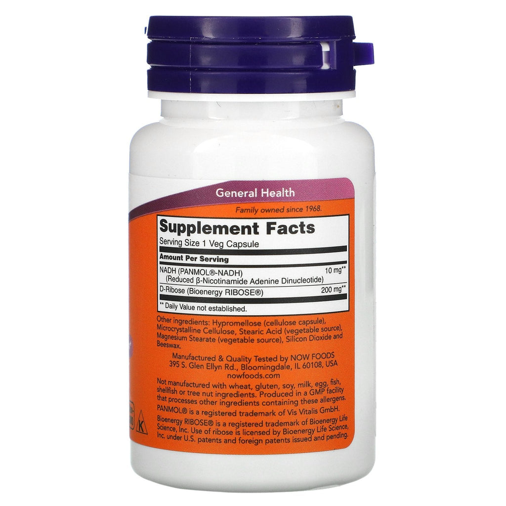 Now Foods, NADH, 10 mg, 60 vegetabilske kapsler