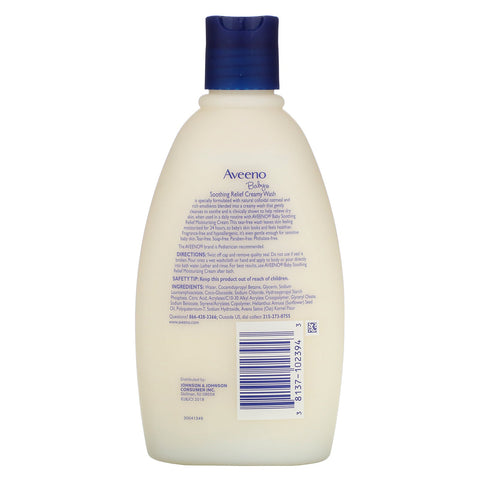 Aveeno, Baby, Soothing Relief Creamy Wash, Fragrance Free, 12 fl oz (354 ml)