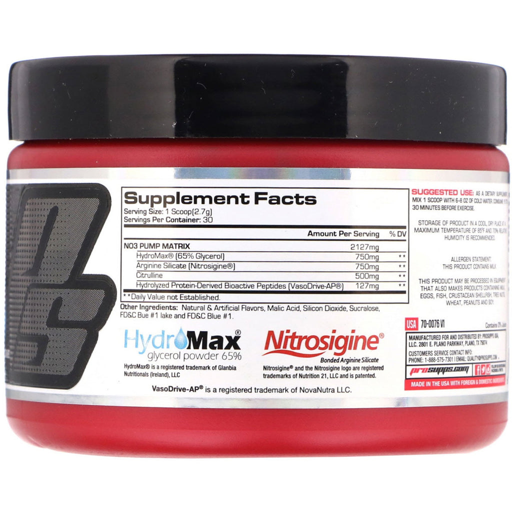 ProSupps, NO3Drive, amplificador de óxido nítrico, Blue Razz, 81 g (2,9 oz)