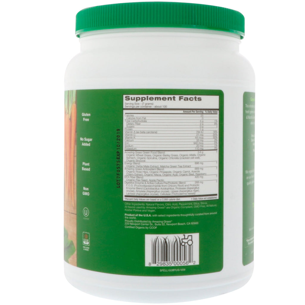 Fantastisk græs, grøn superfood, energi, citronlime, 24,7 oz (700 g)