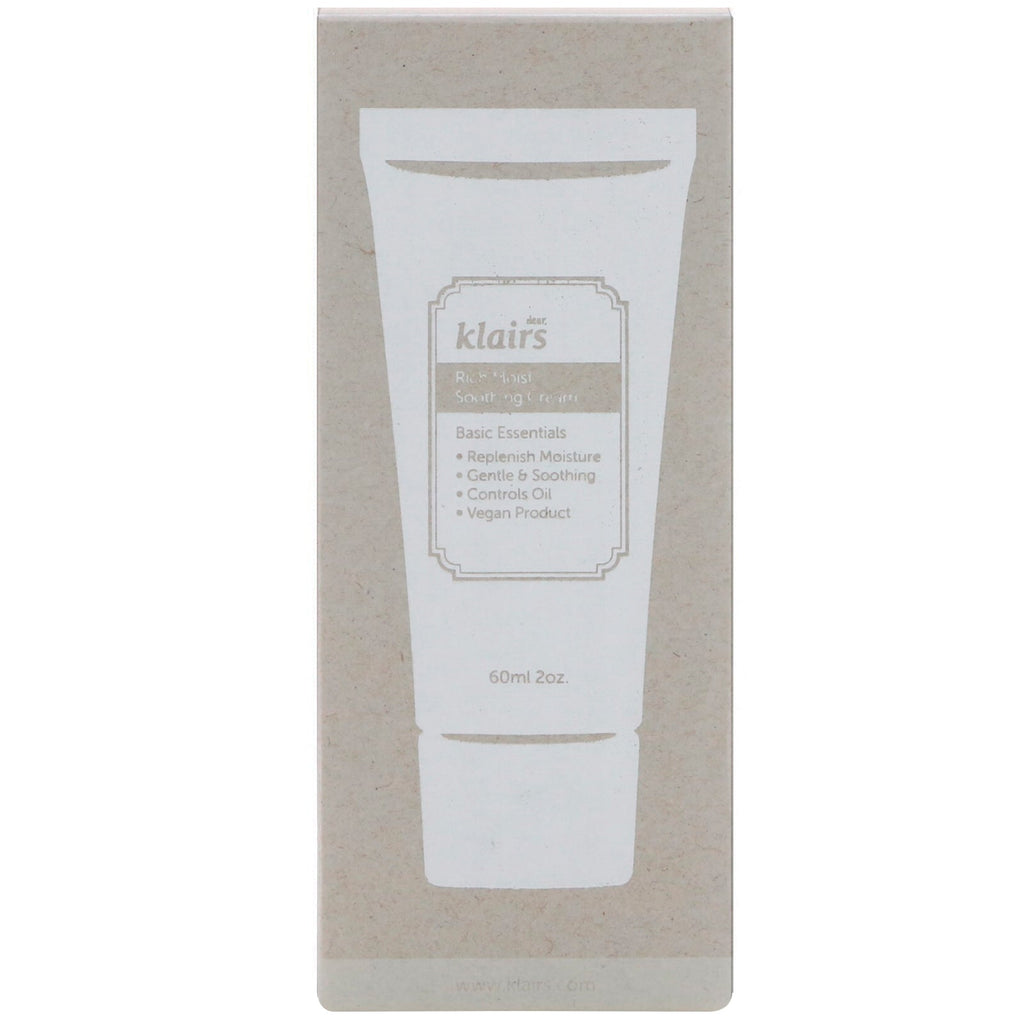 Kære, Klairs, Rich Moist Soothing Cream, 2 oz (60 ml)