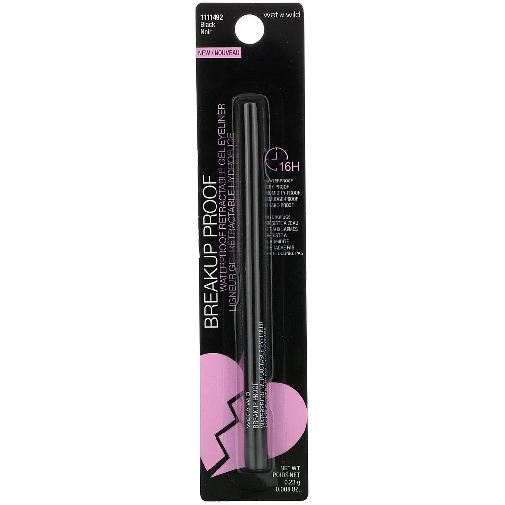 Wet n Wild, Breakup Proof Retractable Gel Eyeliner, Black, 0.008 oz (0.23 g)