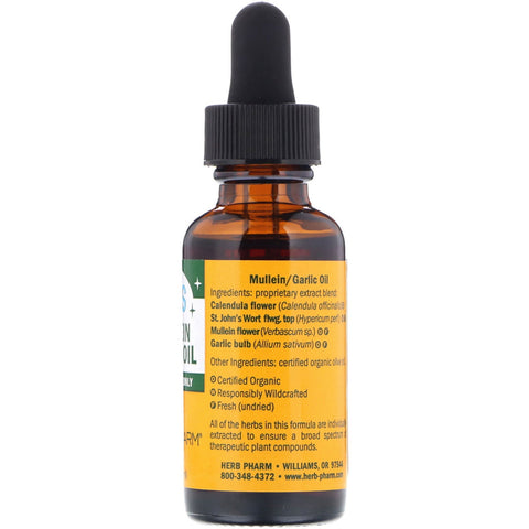 Herb Pharm, Mullein hvidløgsolie, til børn, 1 fl oz (30 ml)