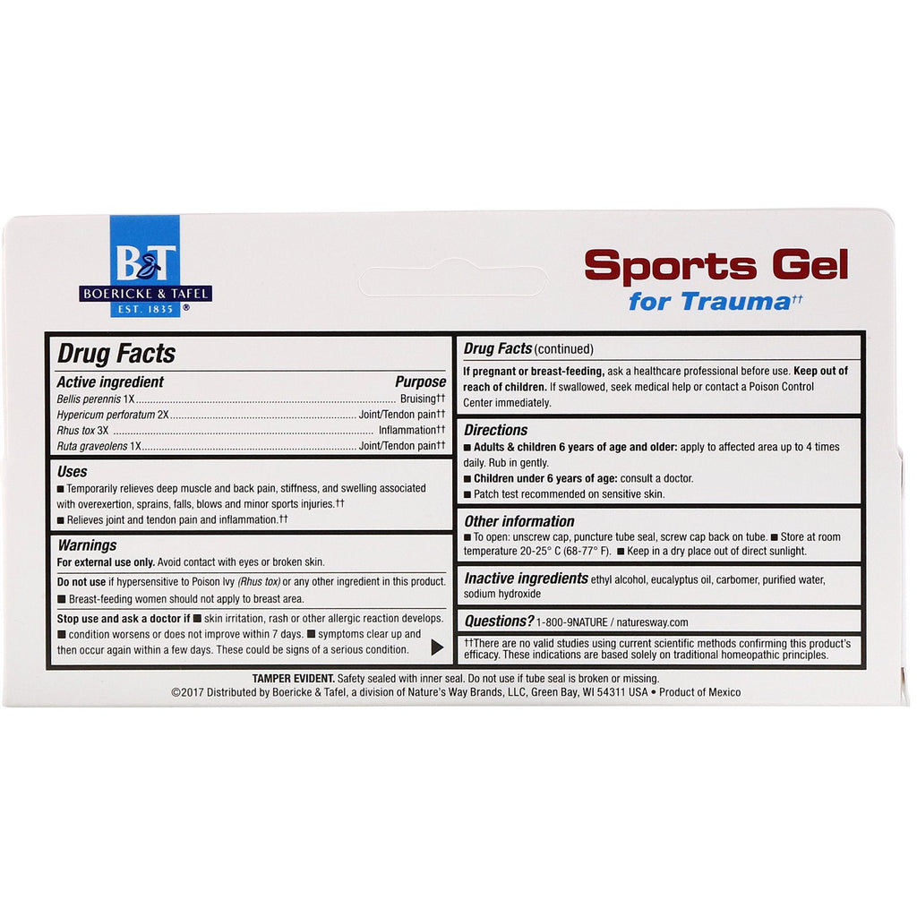 Boericke & Tafel, Sports Gel for Trauma, Topical Gel, 2.5 oz (71 g)