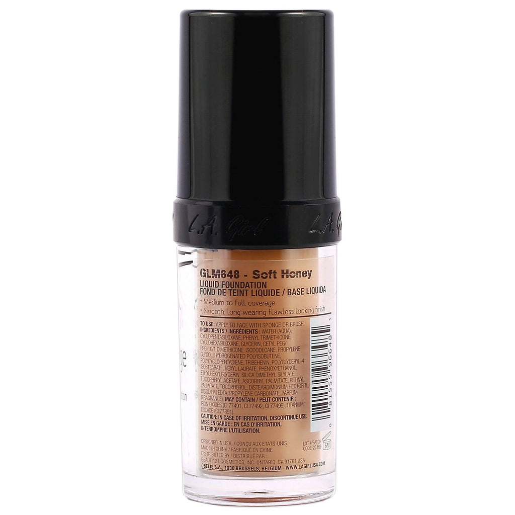 LA Girl, Pro Coverage HD Foundation, blød honning, 0,95 fl oz (28 ml)