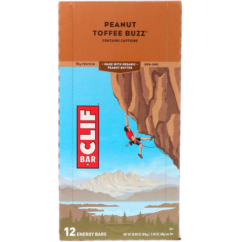 Clif Bar, Energy Bar, Peanut Toffee Buzz, 12 barer, 2,40 oz (68 g) hver