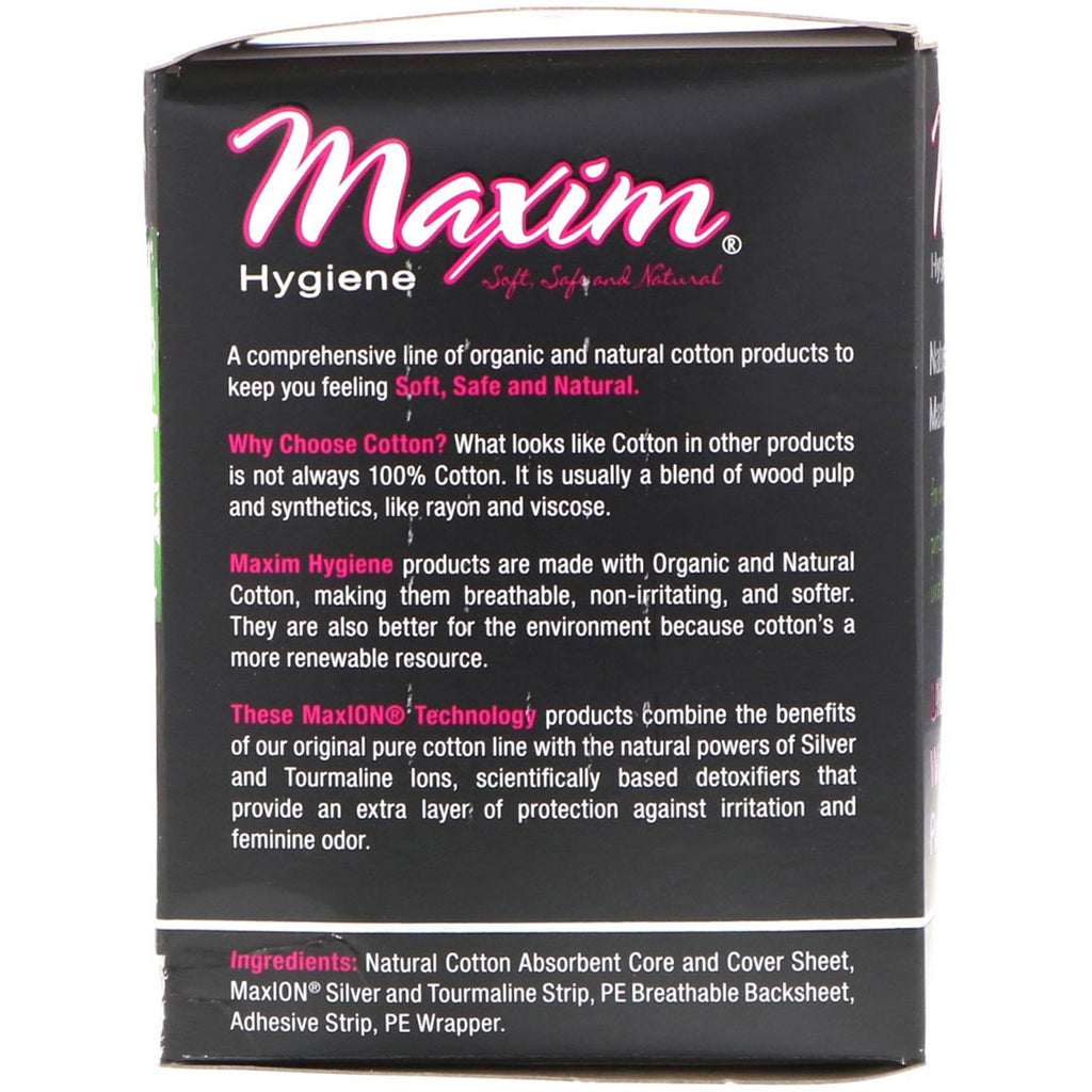 Maxim Hygiene Products, Ultra Thin Winged Pads, Natural Silver MaxION Technology, Super, 10 Pads