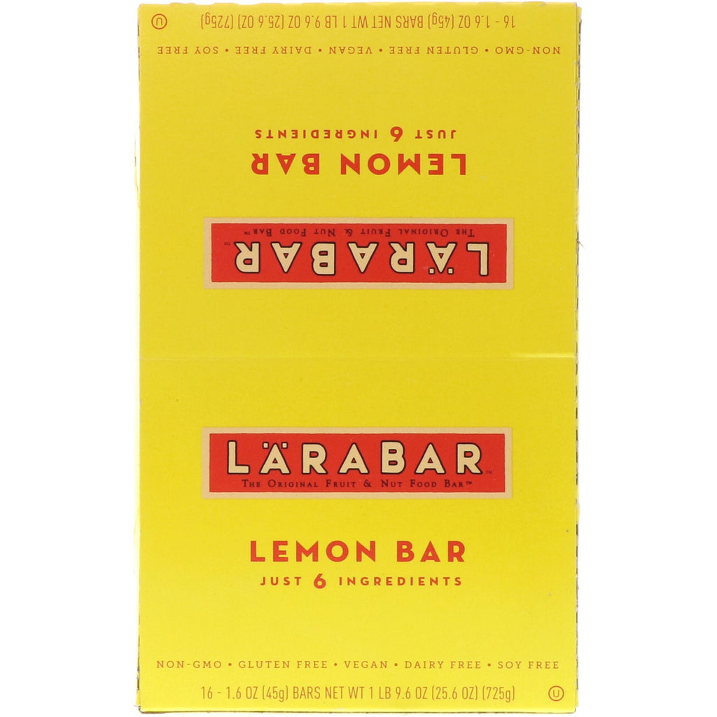 Larabar, The Original Fruit &amp; Nut Food Bar, Lemon Bar, 16 barer, 1,6 oz (45 g) hver