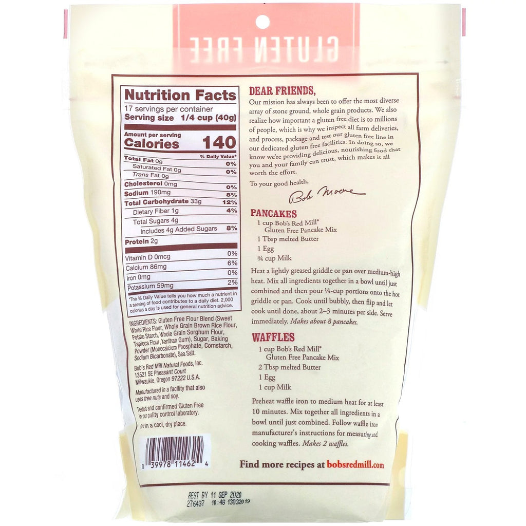 Bob's Red Mill, pandekageblanding, glutenfri, 24 oz (680 g)