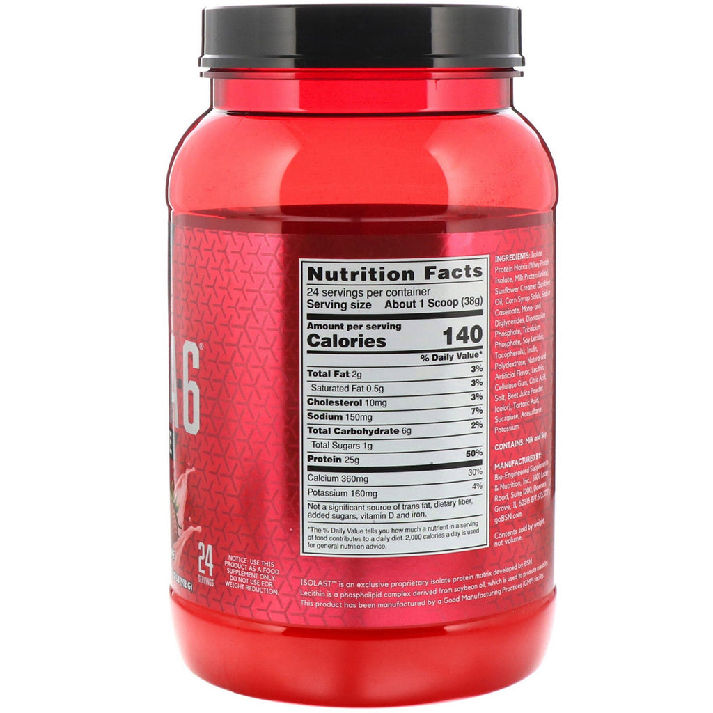 BSN, Syntha-6 Isolate, Proteinpulverdrikblanding, Strawberry Milkshake, 2,01 lbs (912 g)