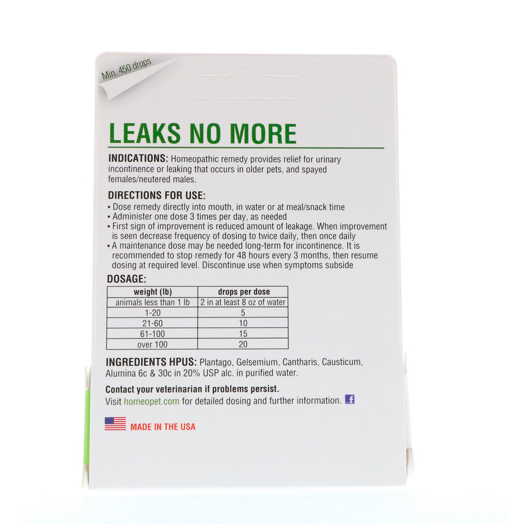 HomeoPet, Leaks No More, 15 ml