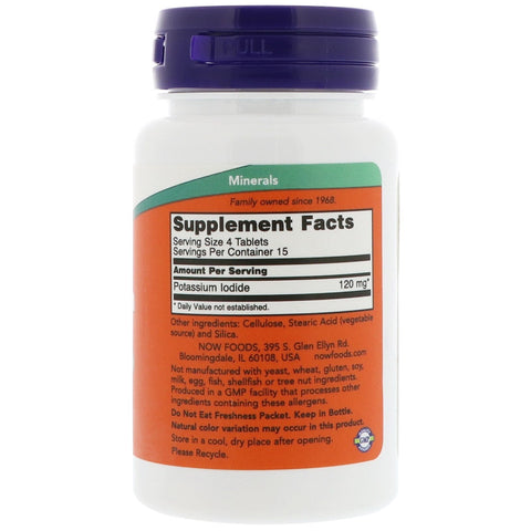 Now Foods, yoduro de potasio, 30 mg, 60 tabletas