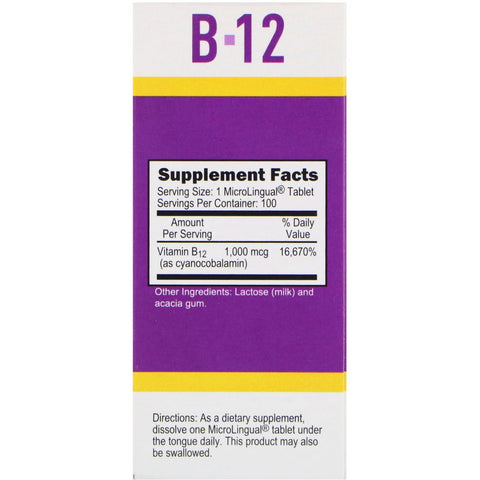 Superior kilde, cyanocobalamin B12, 1.000 mcg, 100 tabletter