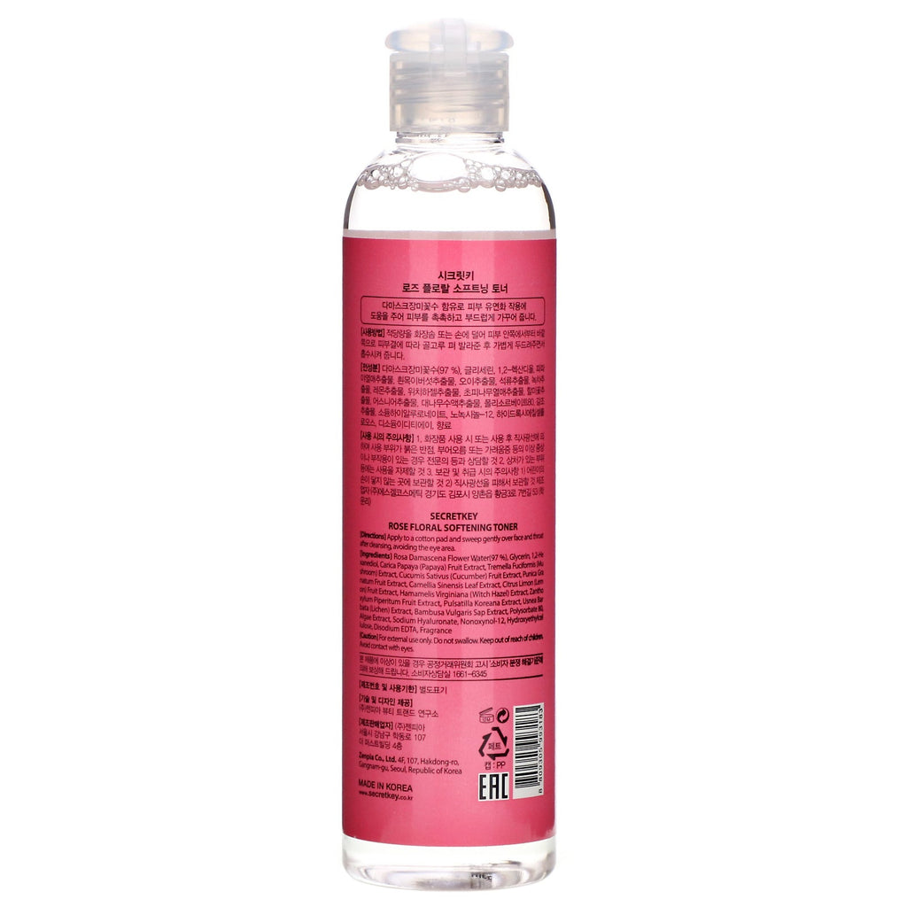 Secret Key, Tónico suavizante floral de rosas, 248 ml