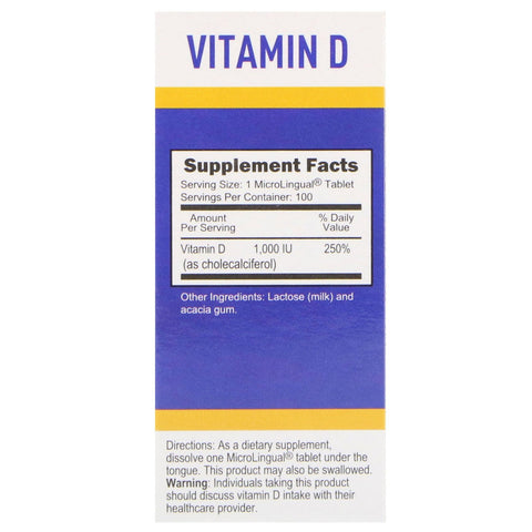 Superior kilde, ekstra styrke vitamin D3, 25 mcg (1.000 IE), 100 MicroLingual instant dissolve tabletter