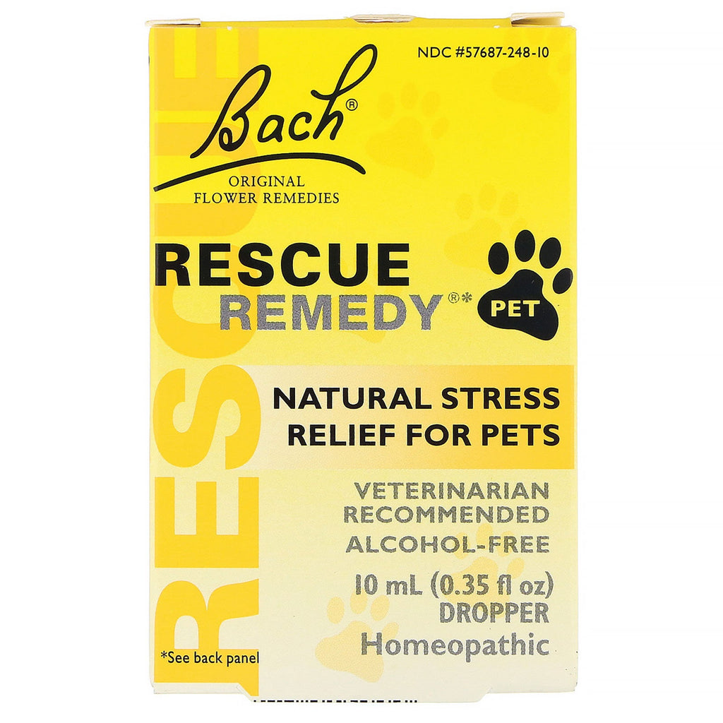 Bach, Originale blomsterremedier, Rescue Remedy Pet, Natural Stress Relief, Dropper, Alkoholfri, 0,35 fl oz (10 ml)