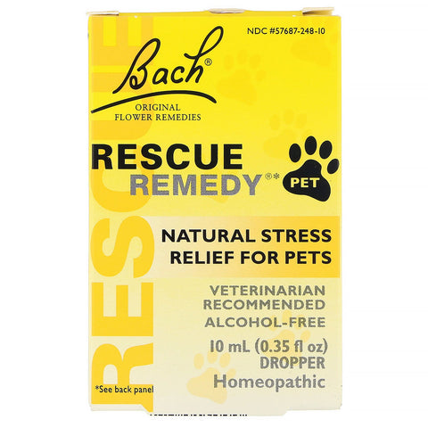 Bach, Originale blomsterremedier, Rescue Remedy Pet, Natural Stress Relief, Dropper, Alkoholfri, 0,35 fl oz (10 ml)