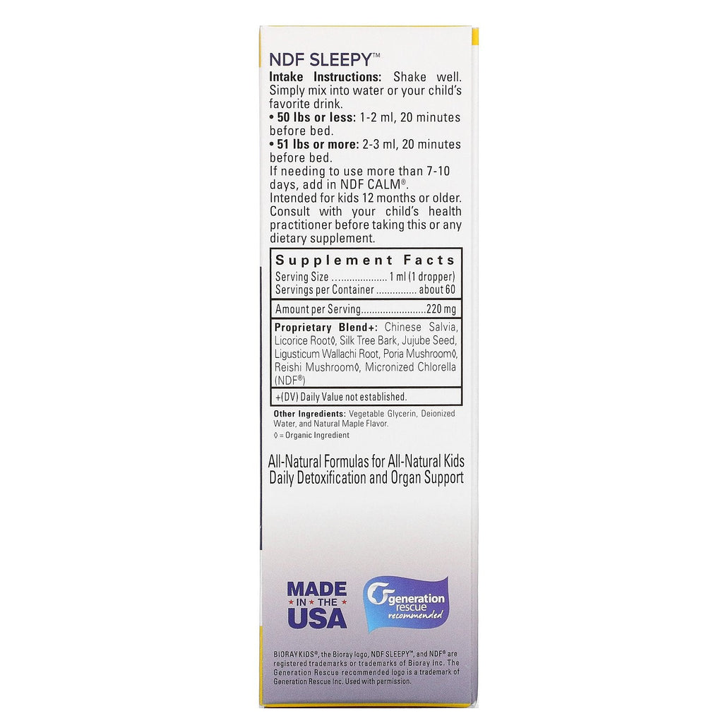 Bioray, Kids, NDF Sleepy, Relax The Mind & Sleep Well, Maple, 2 fl oz (60 ml)