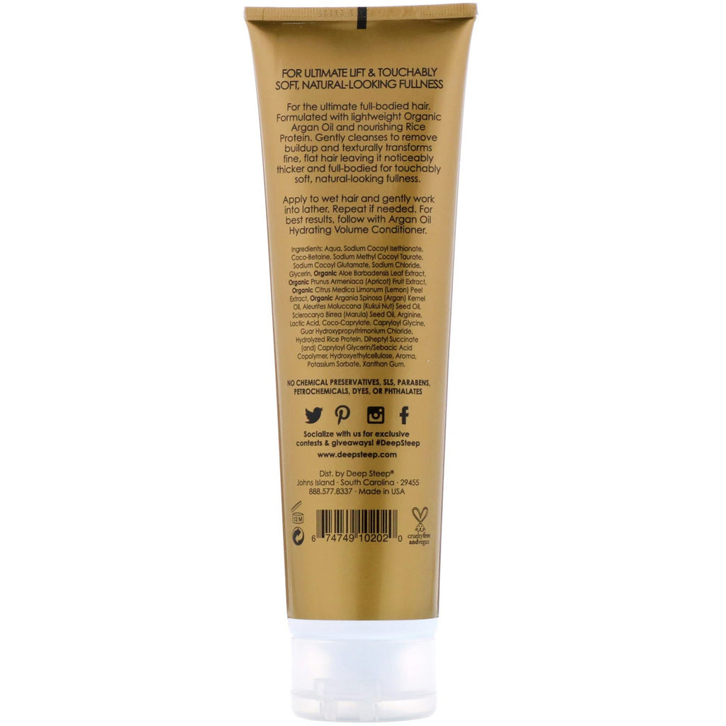 Deep Steep, Argan Oil, Hydrating Volume Shampoo, Lusciously Full, 10 fl oz. (295 ml)