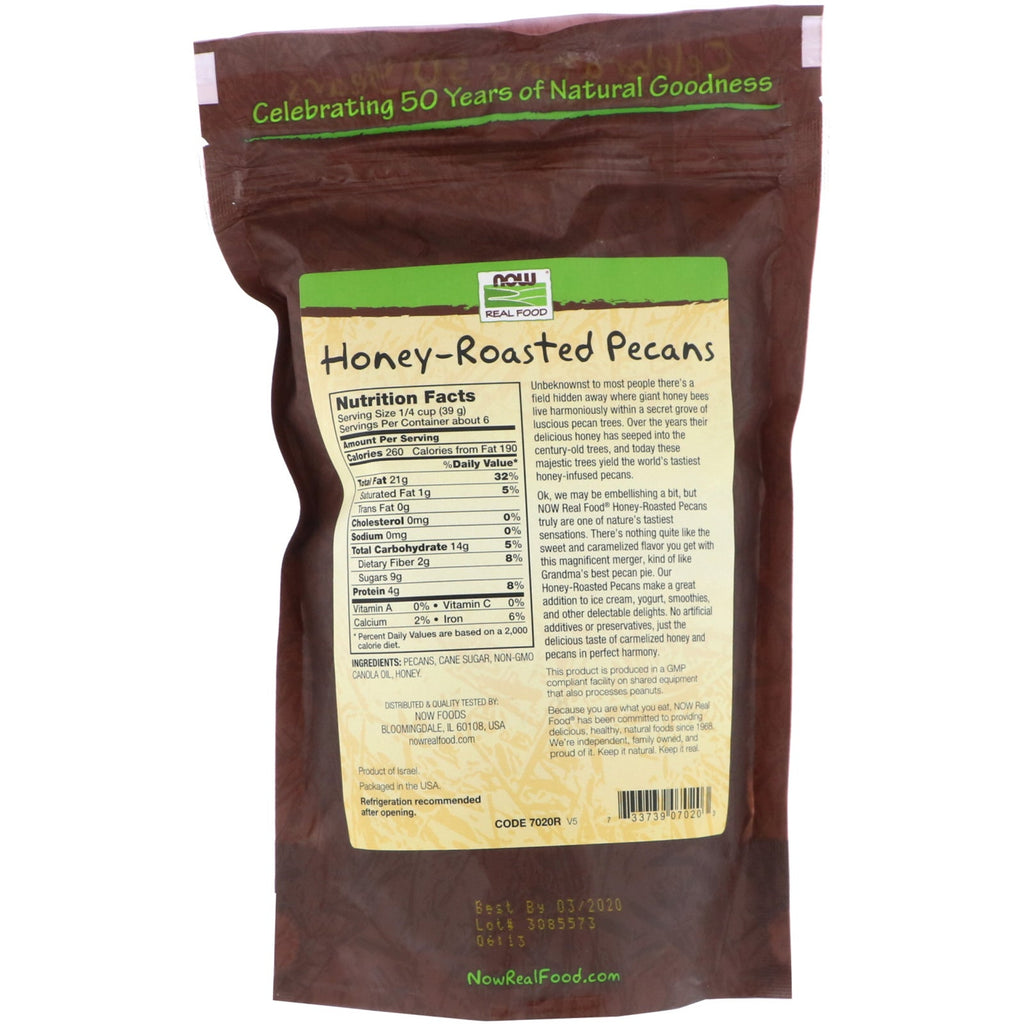 Now Foods, Real Food, Honey Roasted Pecans, 8 oz (227 g)