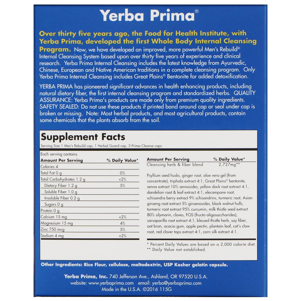 Yerba Prima, Men's Rebuild Internal Cleansing, 3 Part Program, 3 Bottles