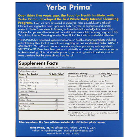 Yerba Prima, Mænds Rebuild Intern Cleansing, 3-delt program, 3 flasker