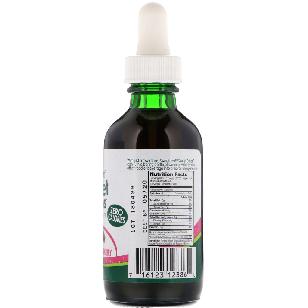 Wisdom Natural, SweetLeaf, Liquid Stevia, Sweet Drops Sweetener, Chocolate Raspberry, 2 fl oz (60 ml)