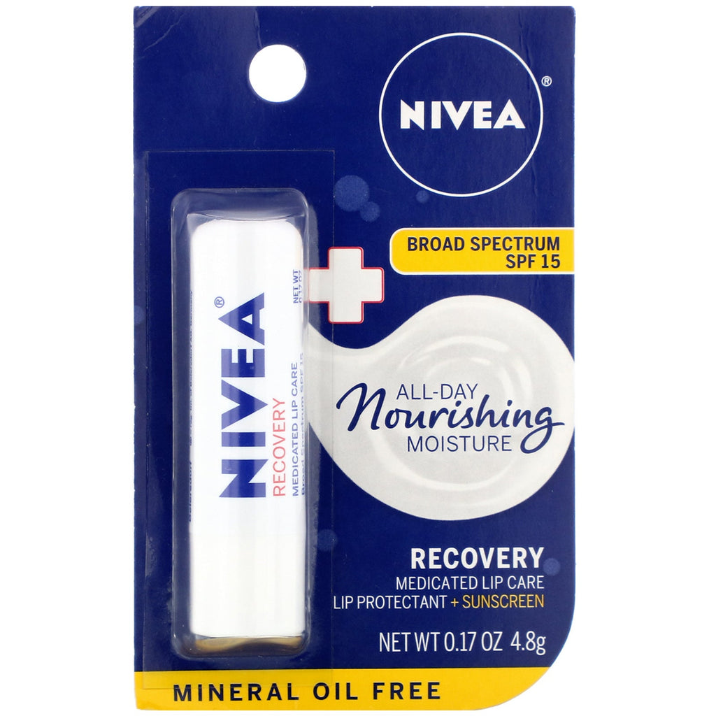 Nivea, Recovery, Medicated Lip Protectant & Sunscreen, SPF 15, 0.17 oz (4.8 g)