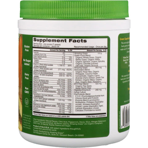 Amazing Grass, Superalimento verde, multivitamina, piña y limoncillo, 210 g (7,4 oz)